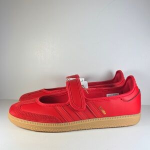 Adidas Samba Jane Red Gum Girls Size 6.5Y Mary Jane Sneakers